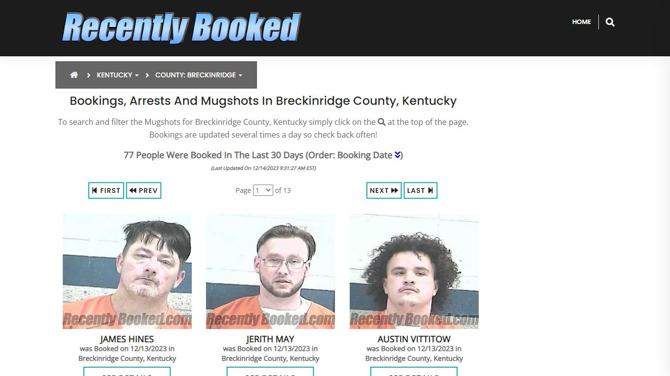 Bookings, Arrests and Mugshots in Breckinridge County, Kentucky