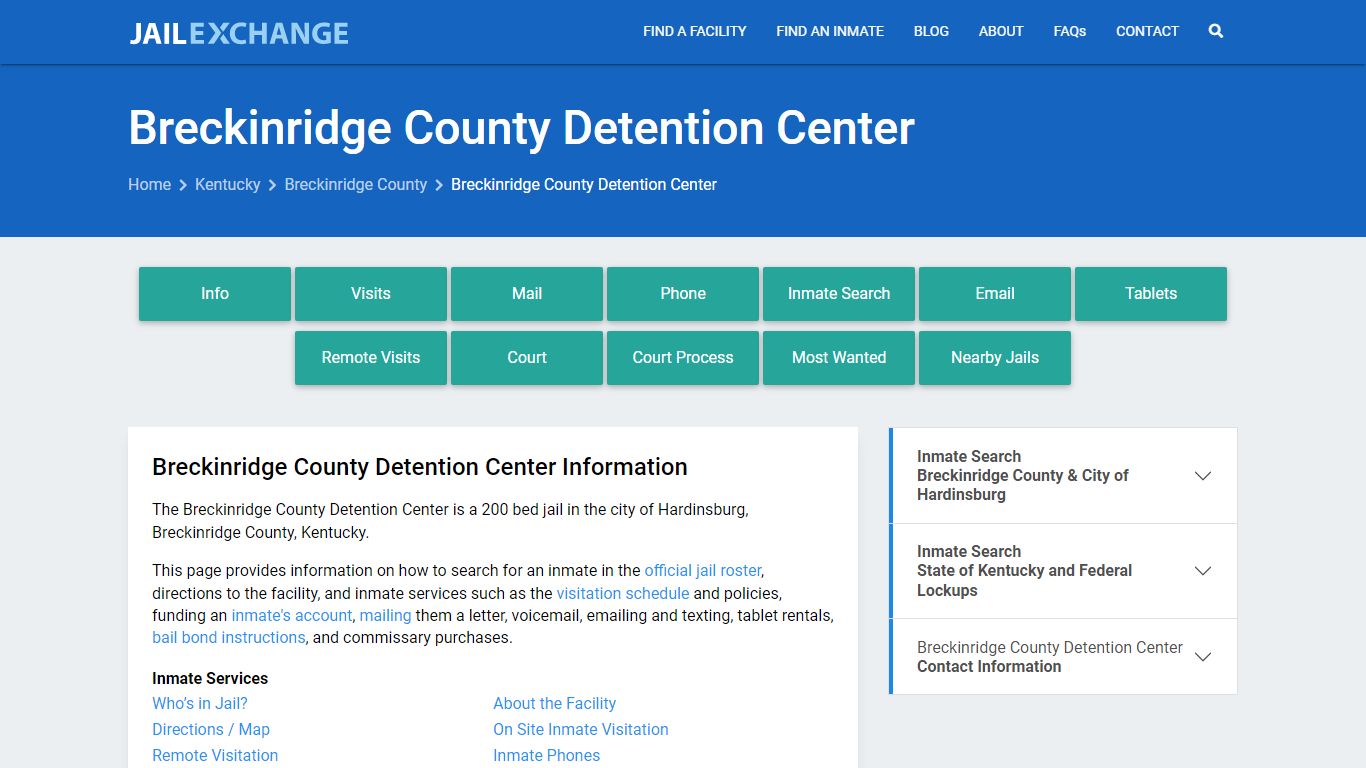 Breckinridge County Detention Center, KY Inmate Search, Information